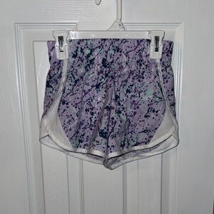 Athletic Works Purple Splatter Print Girls' Athletic Shorts with White Trim